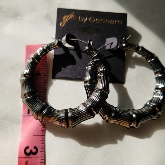 Faux Bamboo Hoop Earrings By Gennaro - Picture 6 of 6